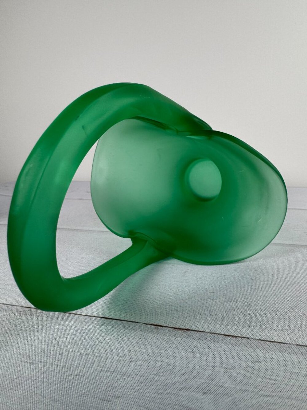 Vintage Tiffin Green Satin Uranium Glass Flower Basket Vase - Picture 7 of 8